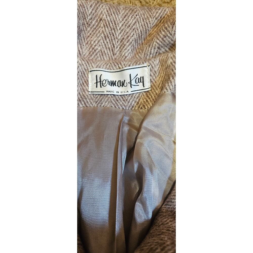 Herman Kay Herring Bone Pattern Wool Blend Coat - Picture 4 of 4